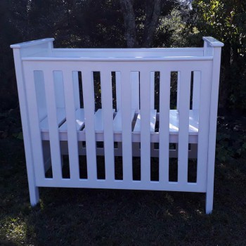 adjustable height white cot solid wood