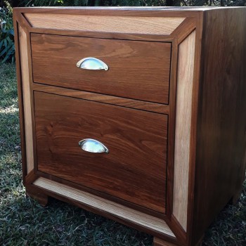 Exquisite bedside table with two solid timbers using an inlay technique