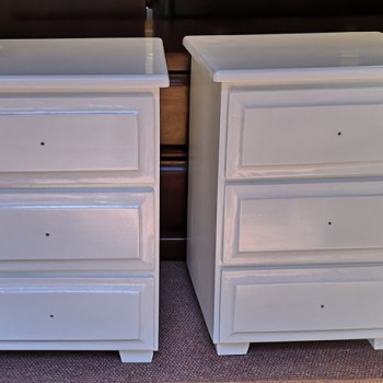 A set of freshly painted solid wood pedestals. Add your choice of handles!