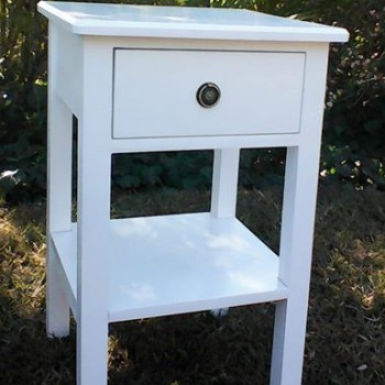 White solid wood bedside table