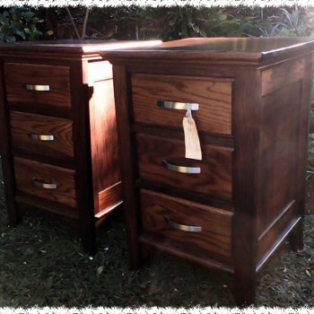 3-drawers solid wood bedside tables with panel details