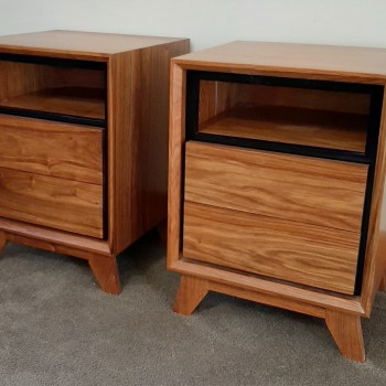 Scandi style modern bedside pedestals in solid wood, part of a set