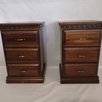 bed side pedestals with castling in saligna with a ven brown finish