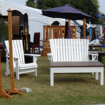 patio furniture set in solid wood bench two chairs and table
