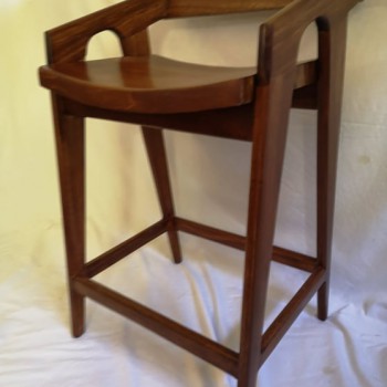 unique bar stool in solid wood with back and arms