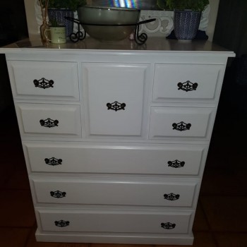 White custom made chest of drawers
