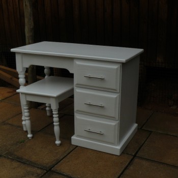 White dressing table with 3 drawers and matching stool