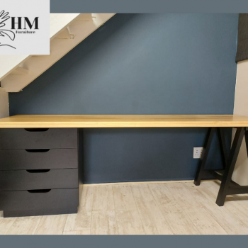 matte black desk with solid ash top