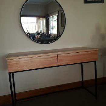 Scandi style modern dressing table. solid wood and painted metalwork