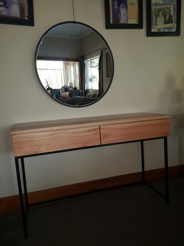 Scandi style modern dressing table. solid wood and painted metalwork