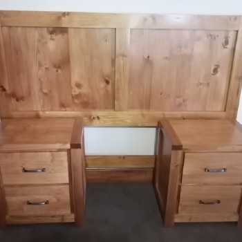 modern solid wood headboard and pedestal set