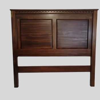 queen headboard with castling in saligna with a ven brown finish