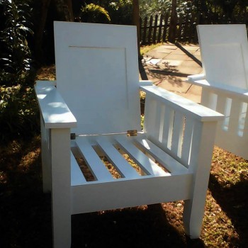 Painted solid wood patio chair, single seater in white