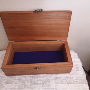solid wood jewellery box showing inner