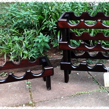 dark stained solid wood stackable wine racks