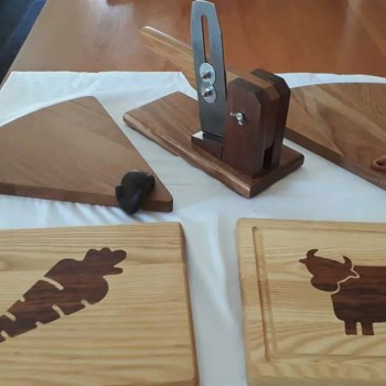 chopping boards with inlay cheeseboards and biltong slicer