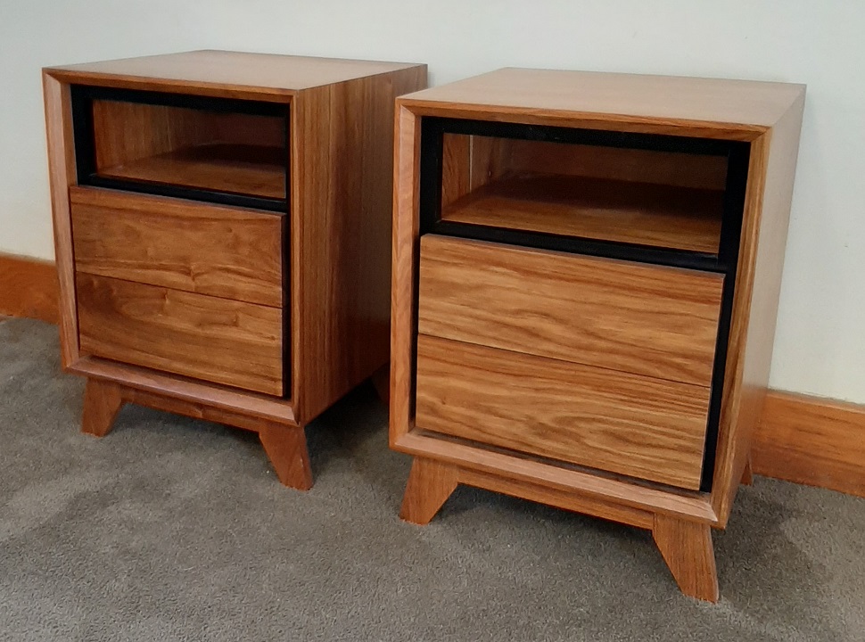 Scandi bedside pedestals with unique recessed inlay