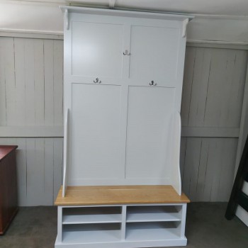 mud room entrance stand painted mdf with oak top
