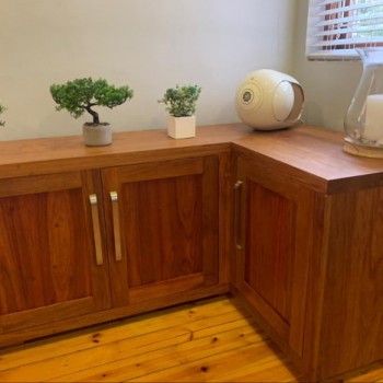 Custom L shaped cabinet, 3 doors, solid wood