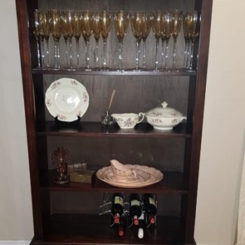 Free standing glassware cabinet in stained Saligna