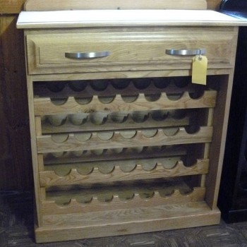 Oak wine rack drinks cabinet with server and drawer storage