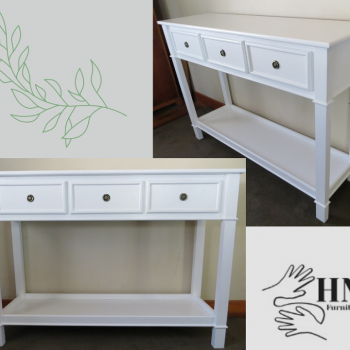 custom saligna server finished in satin white