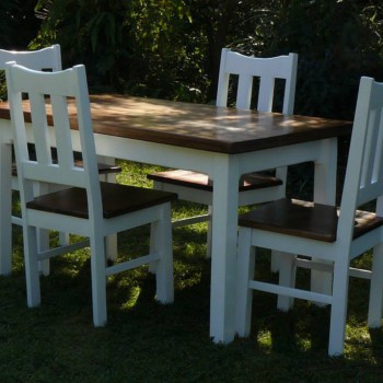 rectangle dining table with four solid wood chairs