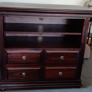 Bedroom TV unit with shelves and drawers