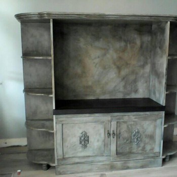 Custom build TV cabinet with paint technique